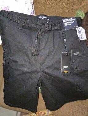 Black Ripstop Cargo Men's Shorts Relaxed Fit (Boys)